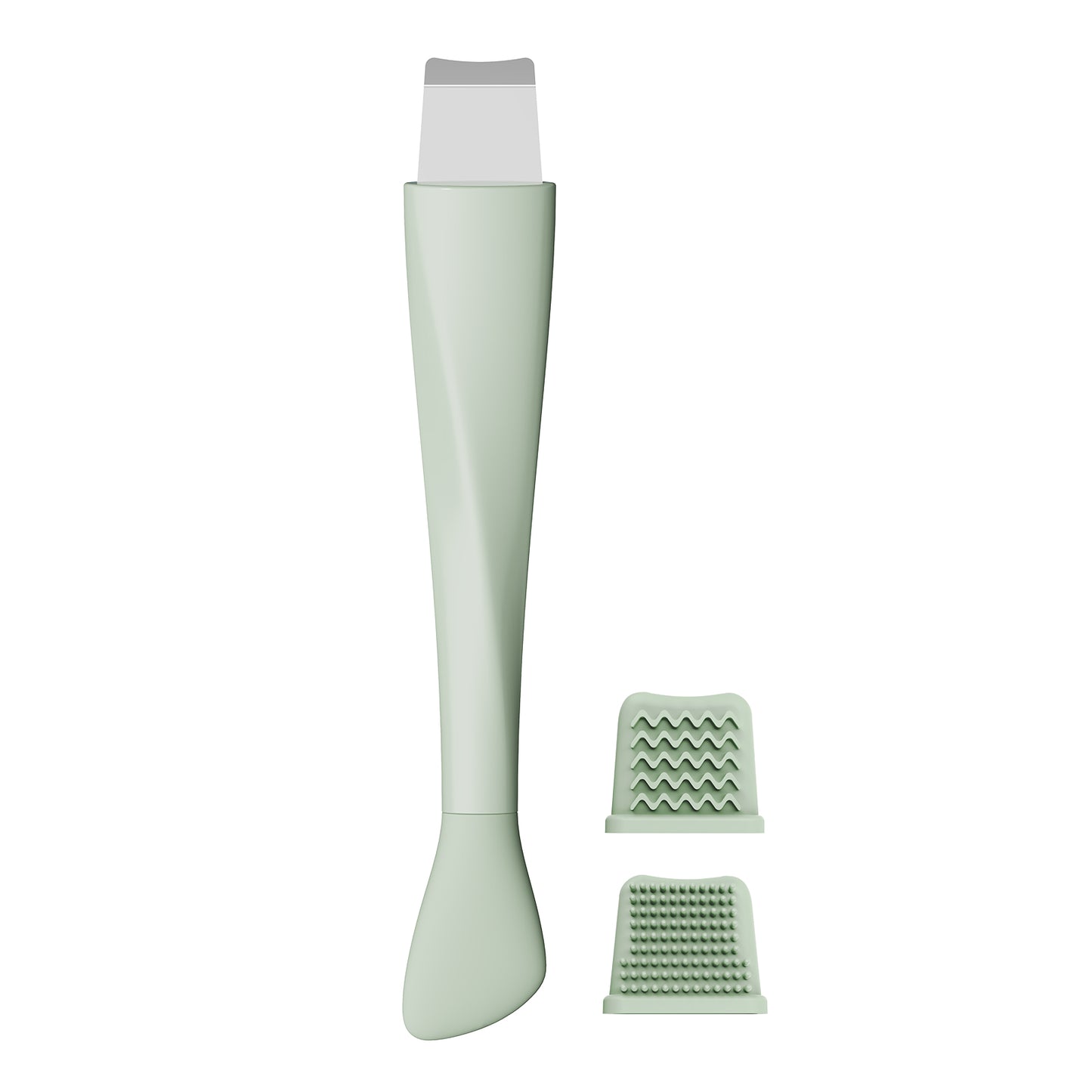 2-in-1 Blackhead Remover Spatula & Mask Applicator - Stainless Steel Pore Scraper + Silicone Brush for Mud Mask, Clay Mask & Skincare Products - with 2 Bonus Massage Heads